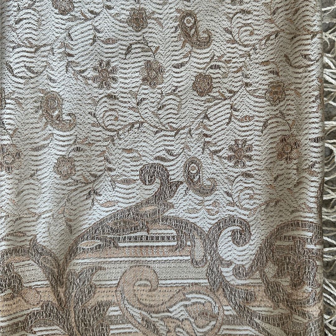 reversible brown beige paisley silk scarf detail