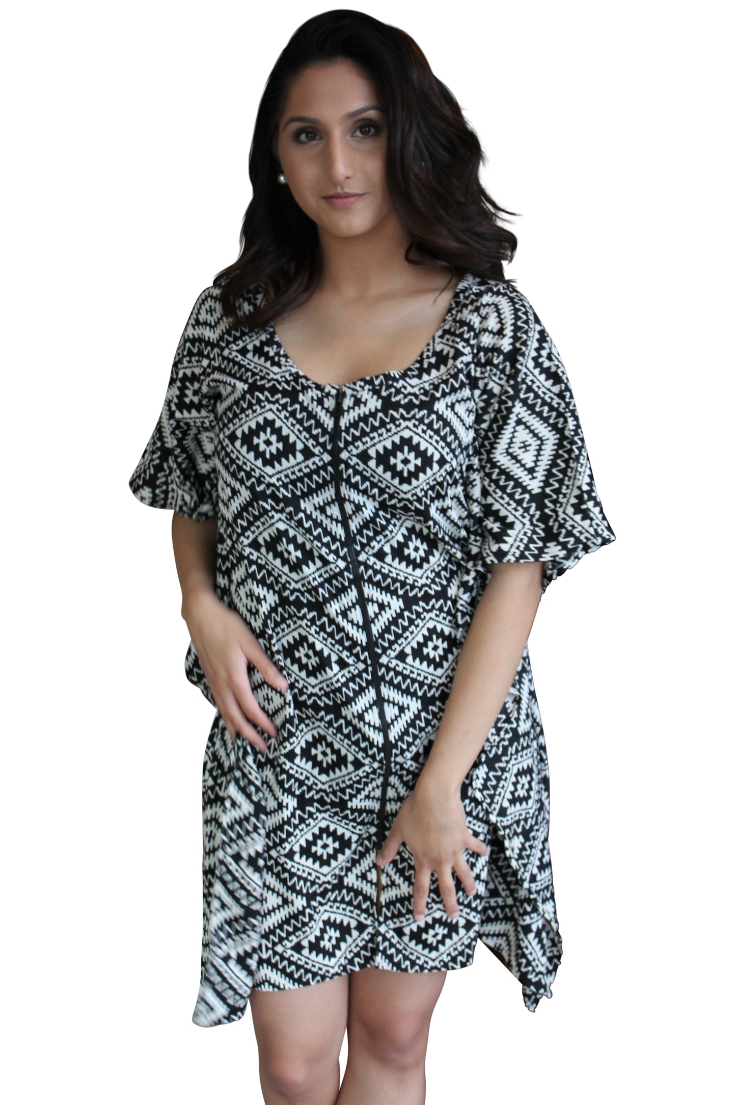 all season black white kaftan front open