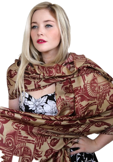 Floral Geometric Silk Scarf