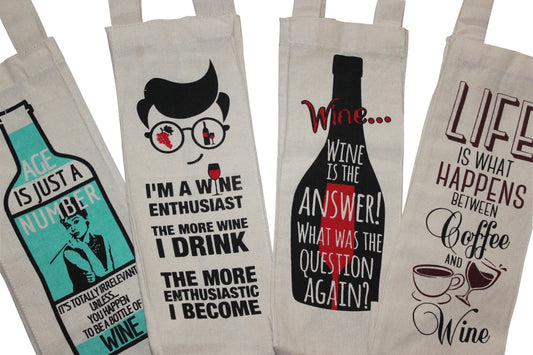calico wine bag set of four