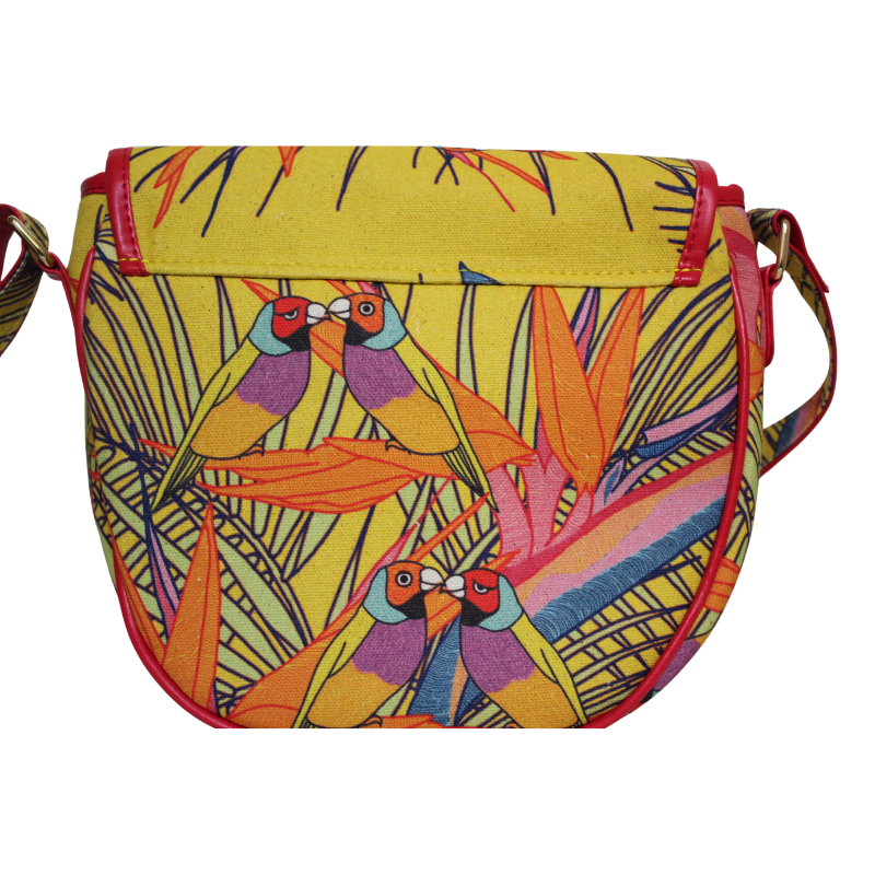 canvas crossbody bag australian bird back view