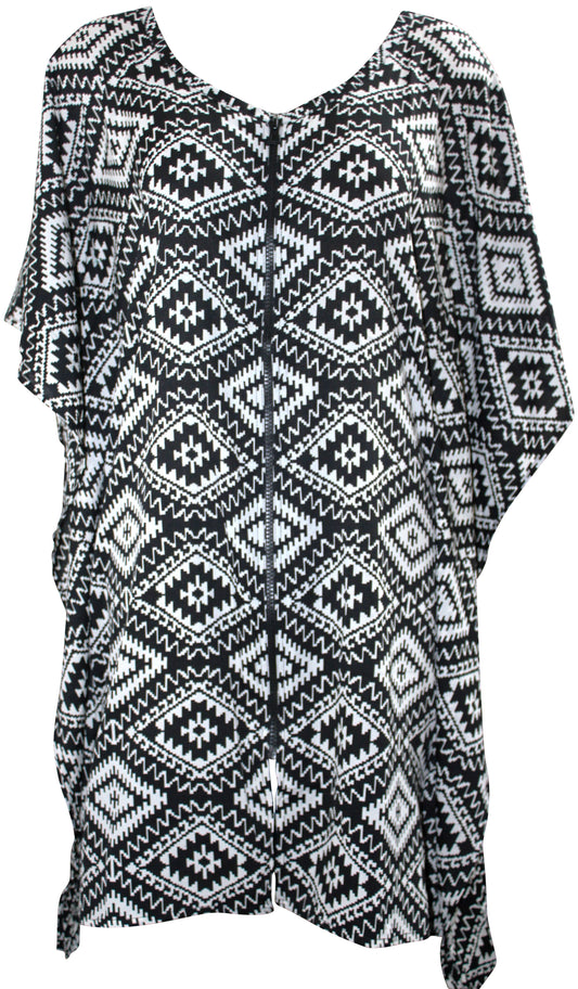 deidaa black white front open kaftan