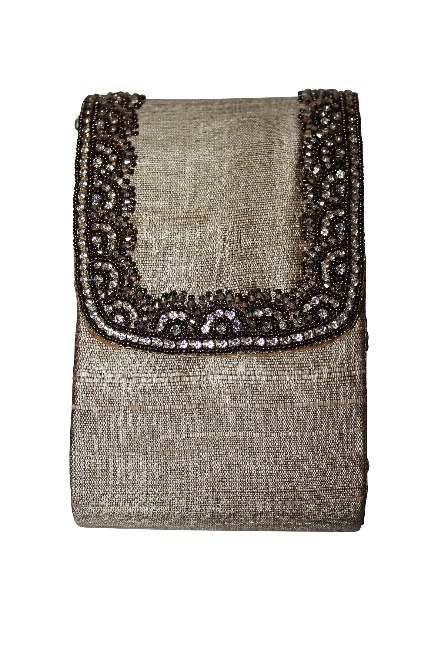 deidaa beige silk beaded clutch purse small