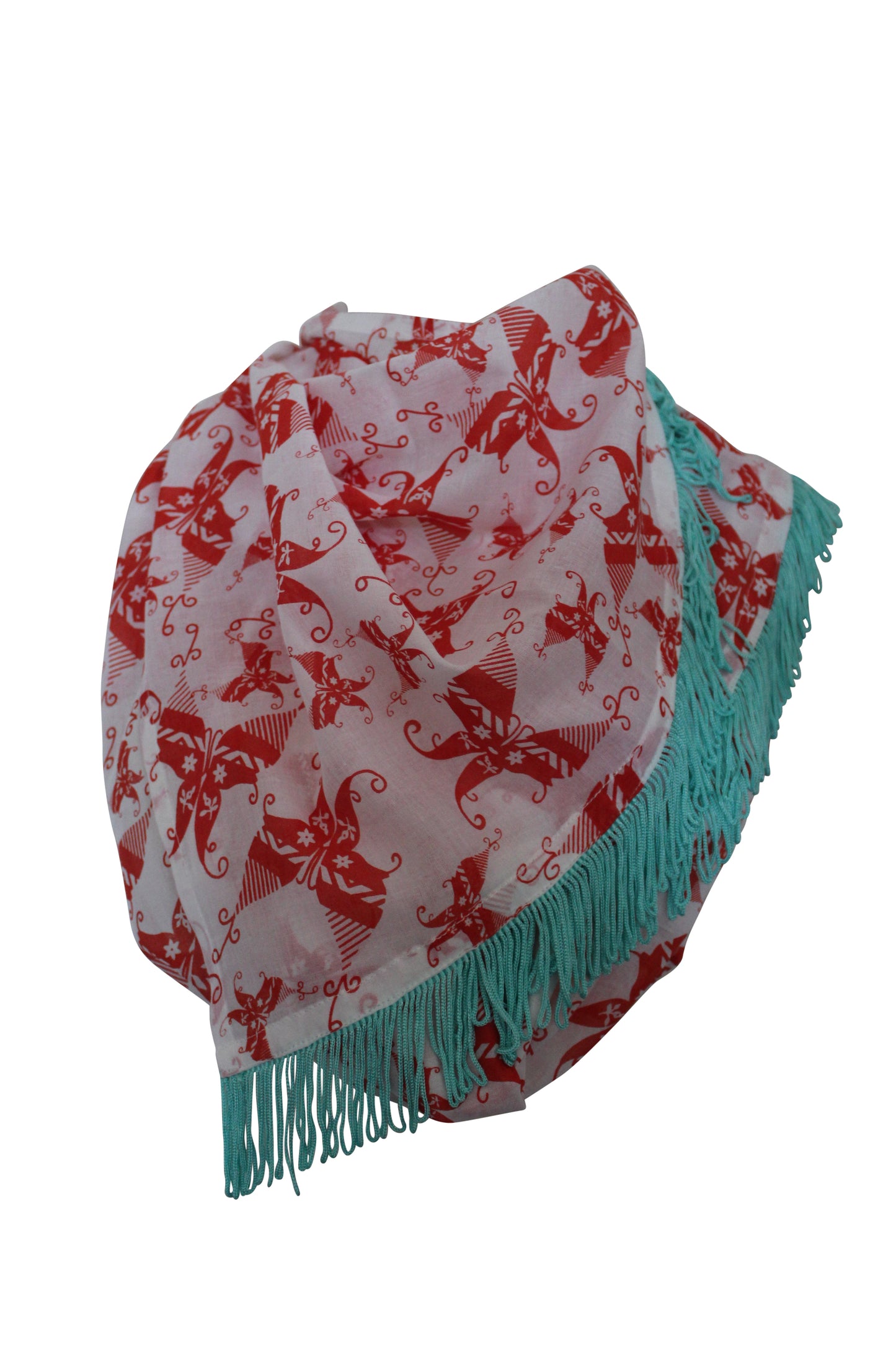 Bufanda de algodón estampada roja y blanca
