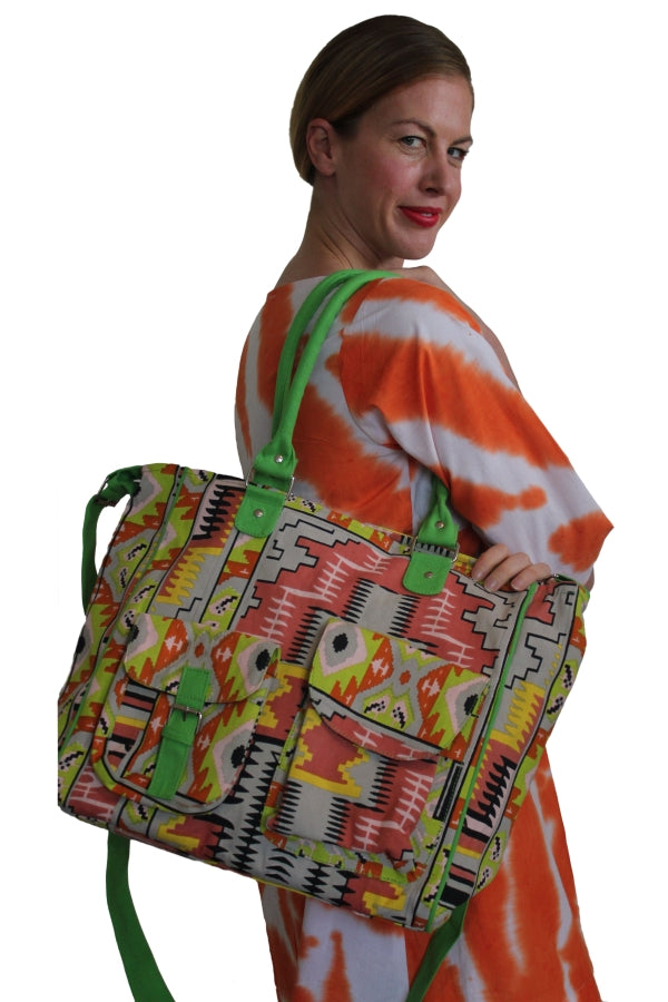 deidaa large beach bag ccanvas shopping tote multicoulour aztec print