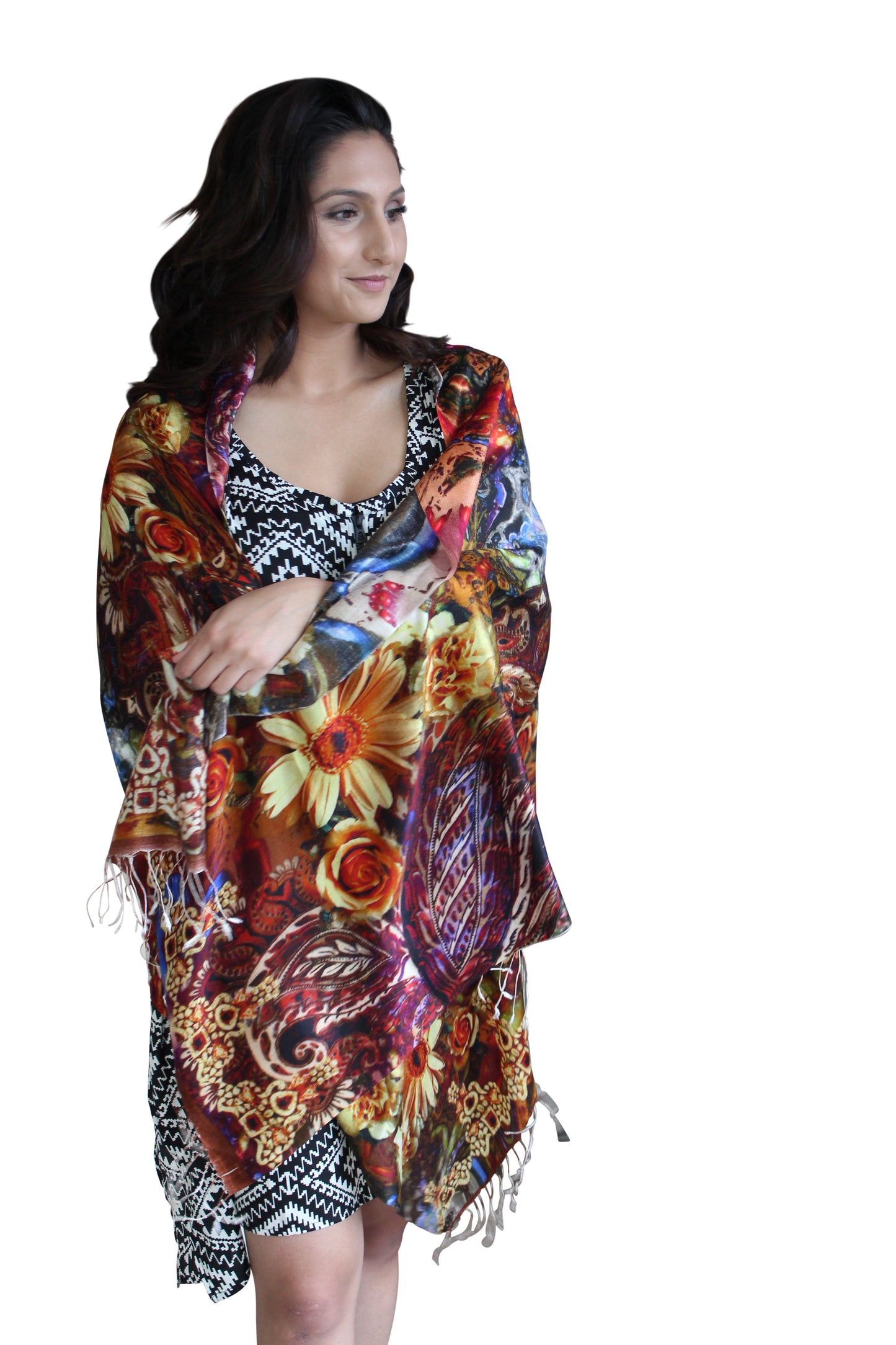 deidaa multicolour floral scarf silk
