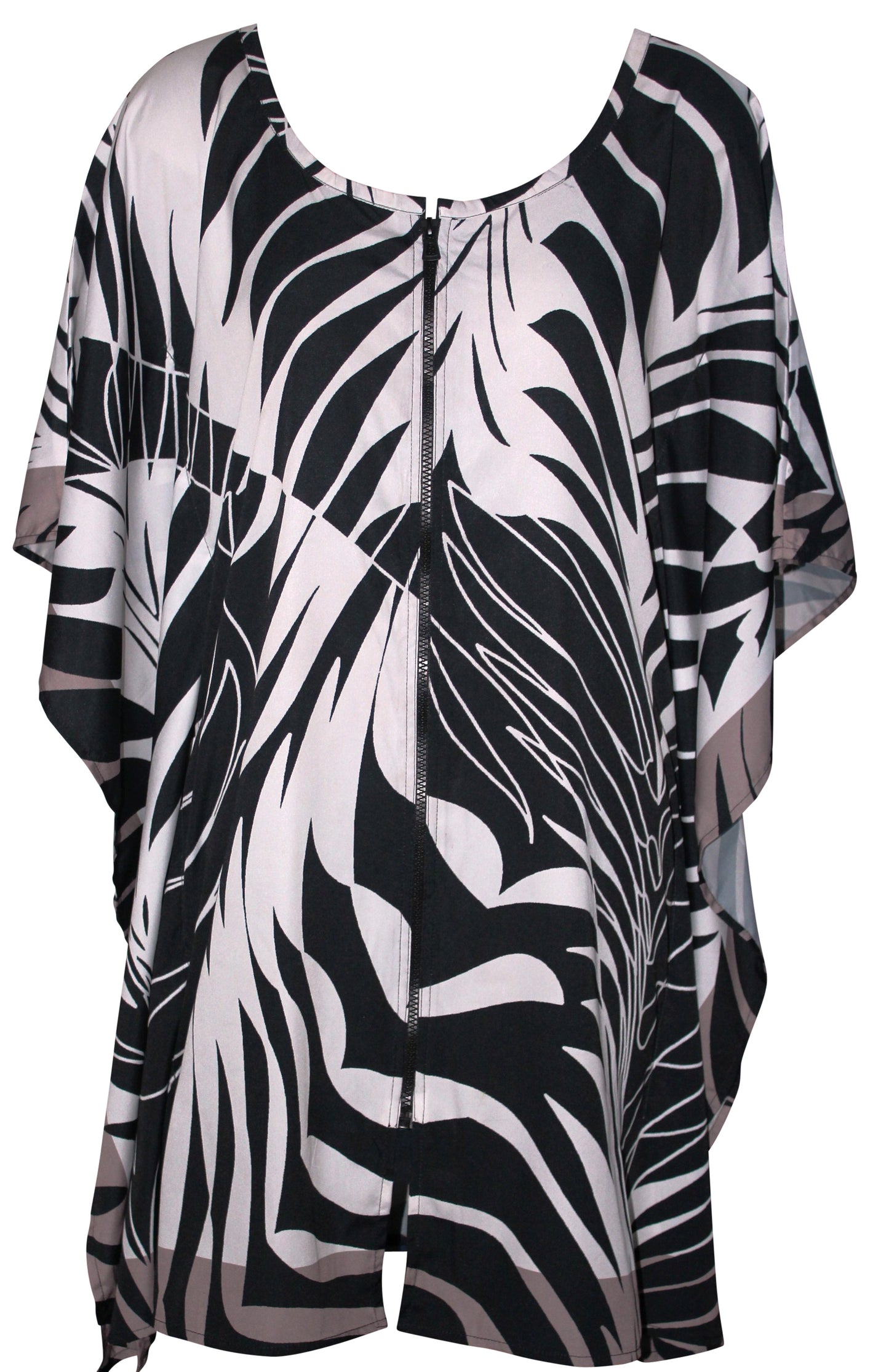 deidaa tropical print black white front open kaftan