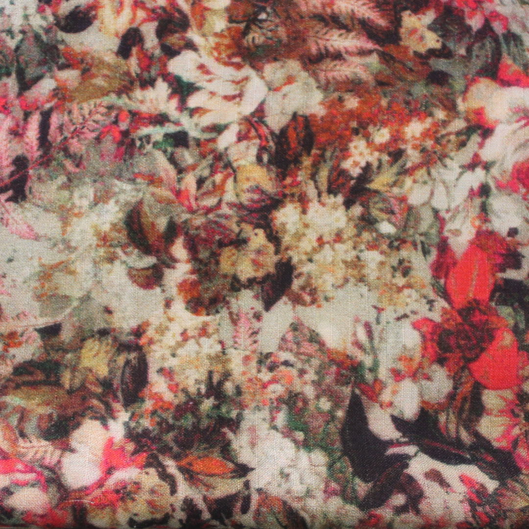 designer silk scarf floral pastel close up