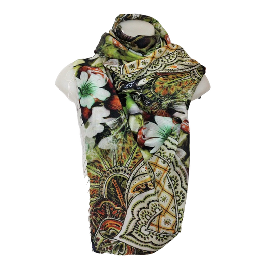 designer silk scarf paisley print