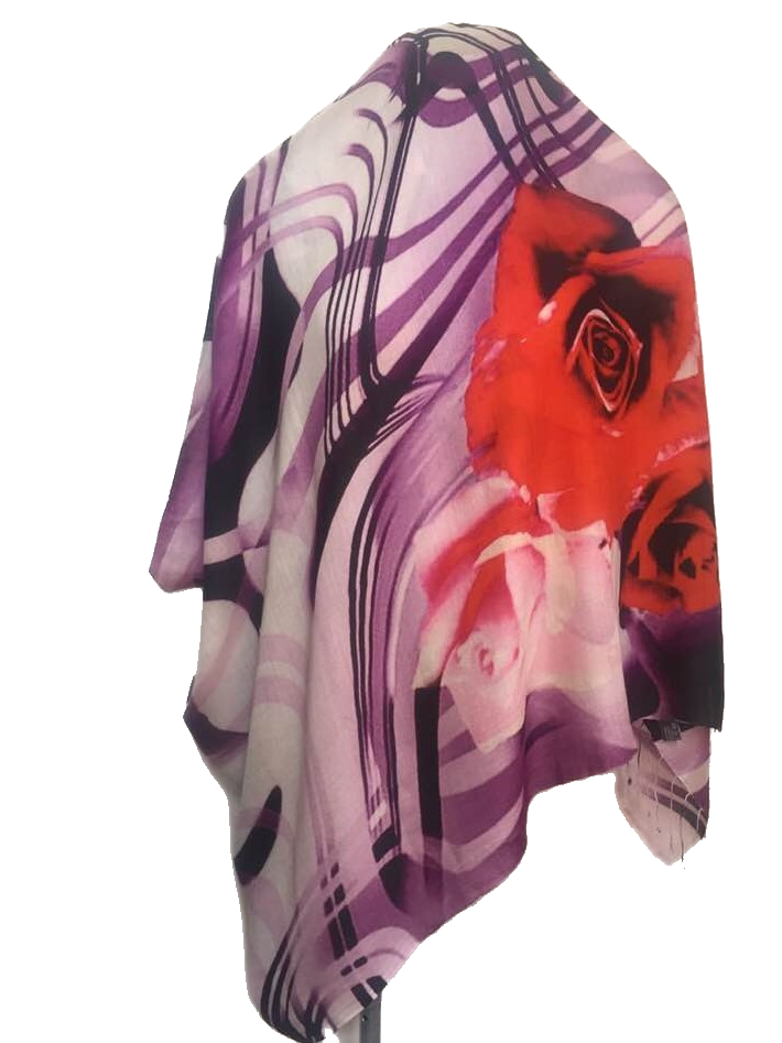 Designer Silk Scarf - Pink Rose