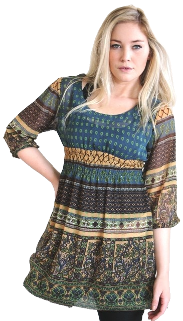 georgette all over print top elasticised waist