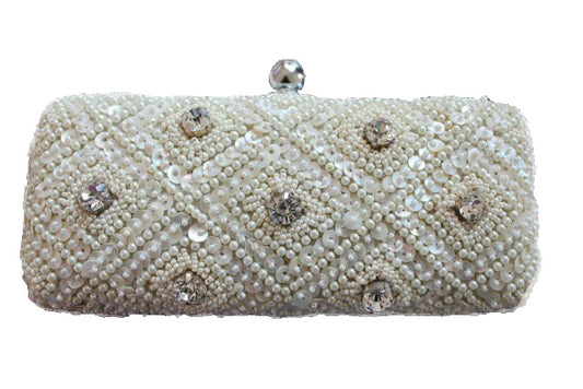 handbeaded bridal bag stone studded optional side sling