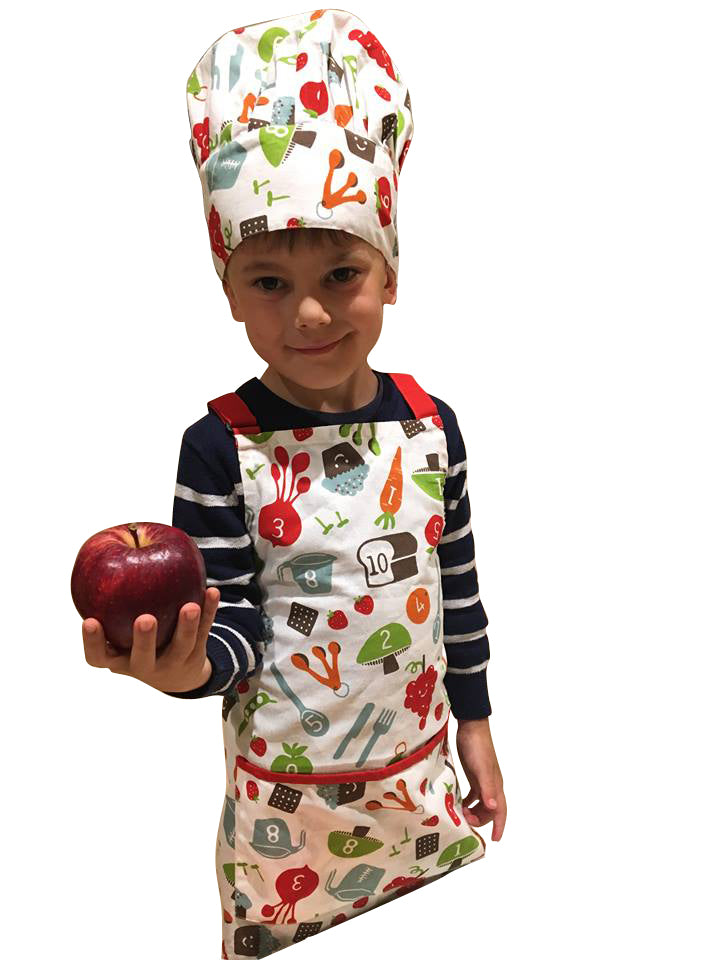 kids apron nursery print organic cotton