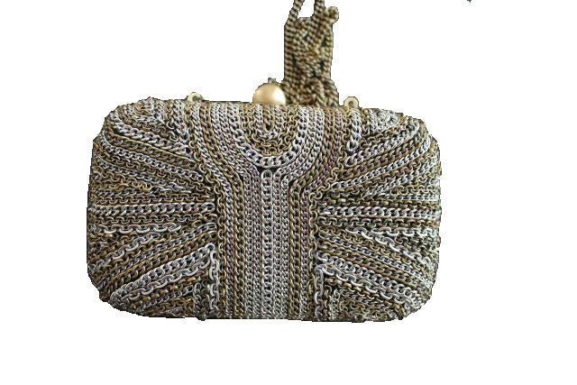 beaded clutch bag metallic evening purse optional side sling