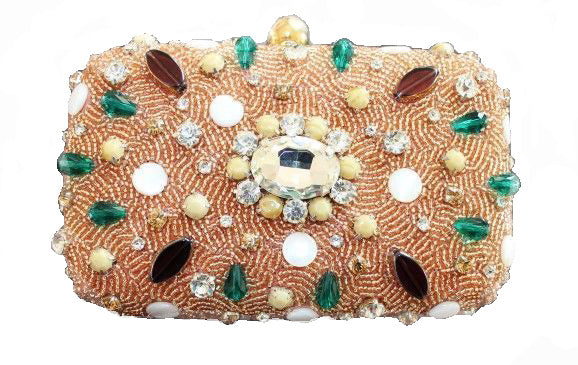 stone studded clutch bag handbeaded party purse pink