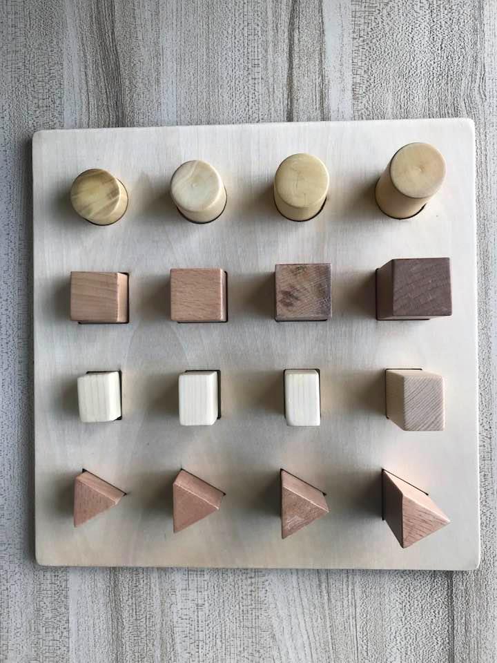 wooden puzzle shape size learning aid montessori toy