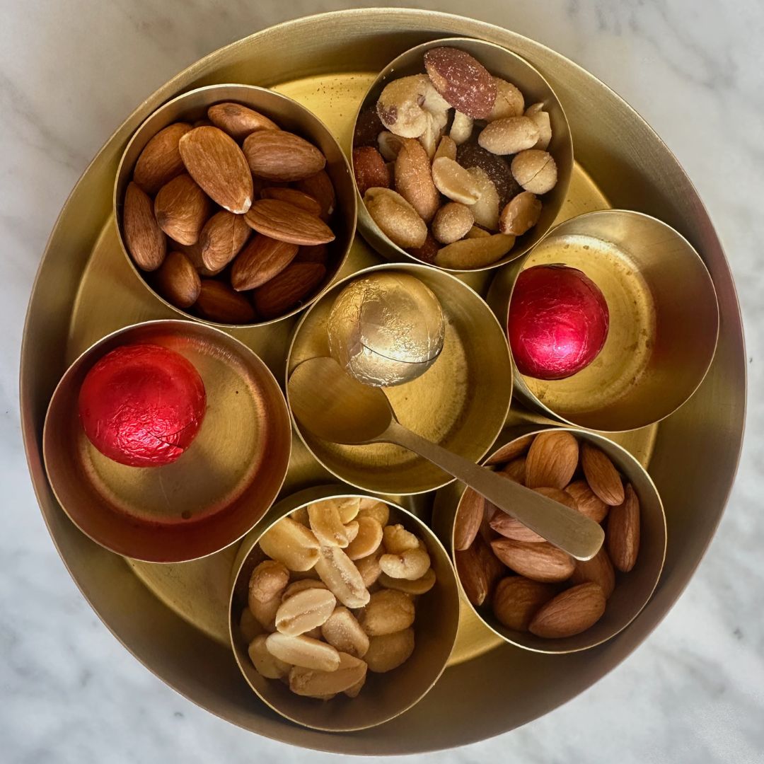 Deidaa Brass Small Gift Box Spice Condiment Box with Hand-Etched Mandala Design
