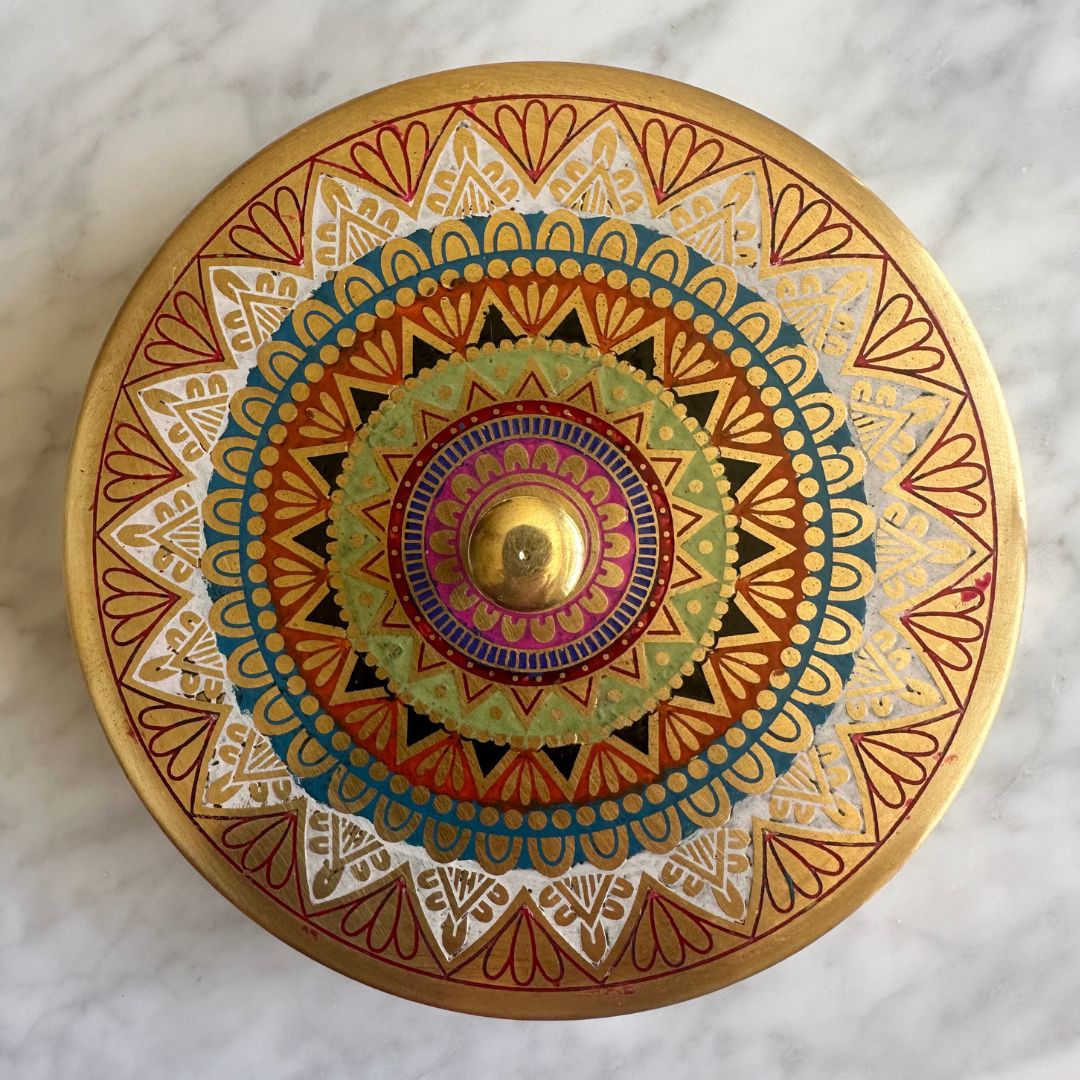 deidaa brass mandala design gift box for spices masala condiments