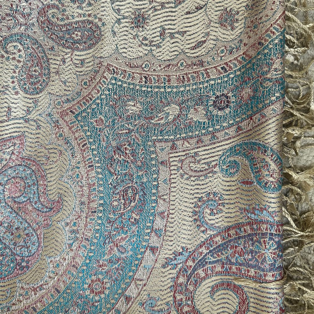 reversible multicolour paisley silk scarf detail