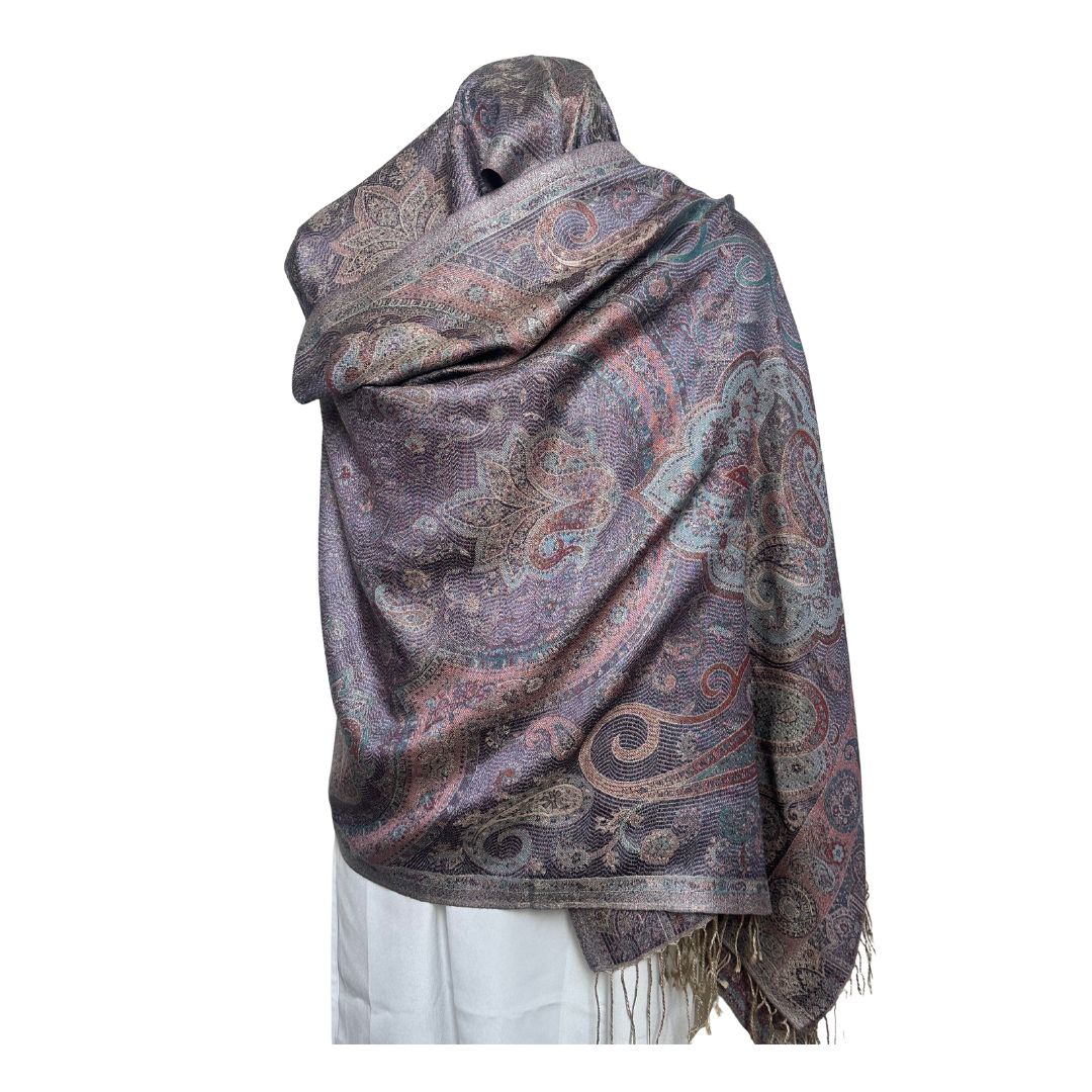reversible multicolour paisley silk scarf side 2