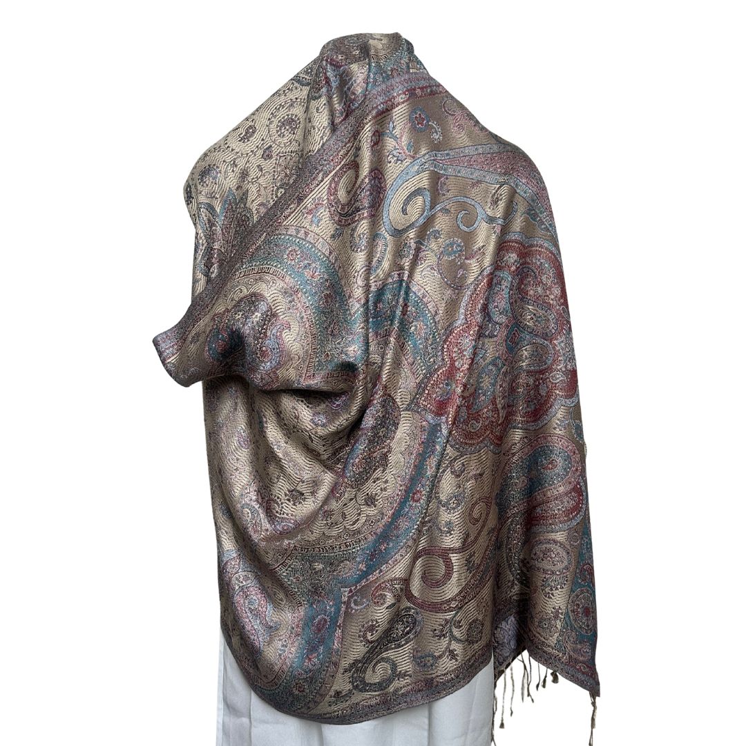 reversible multicolour paisley silk scarf