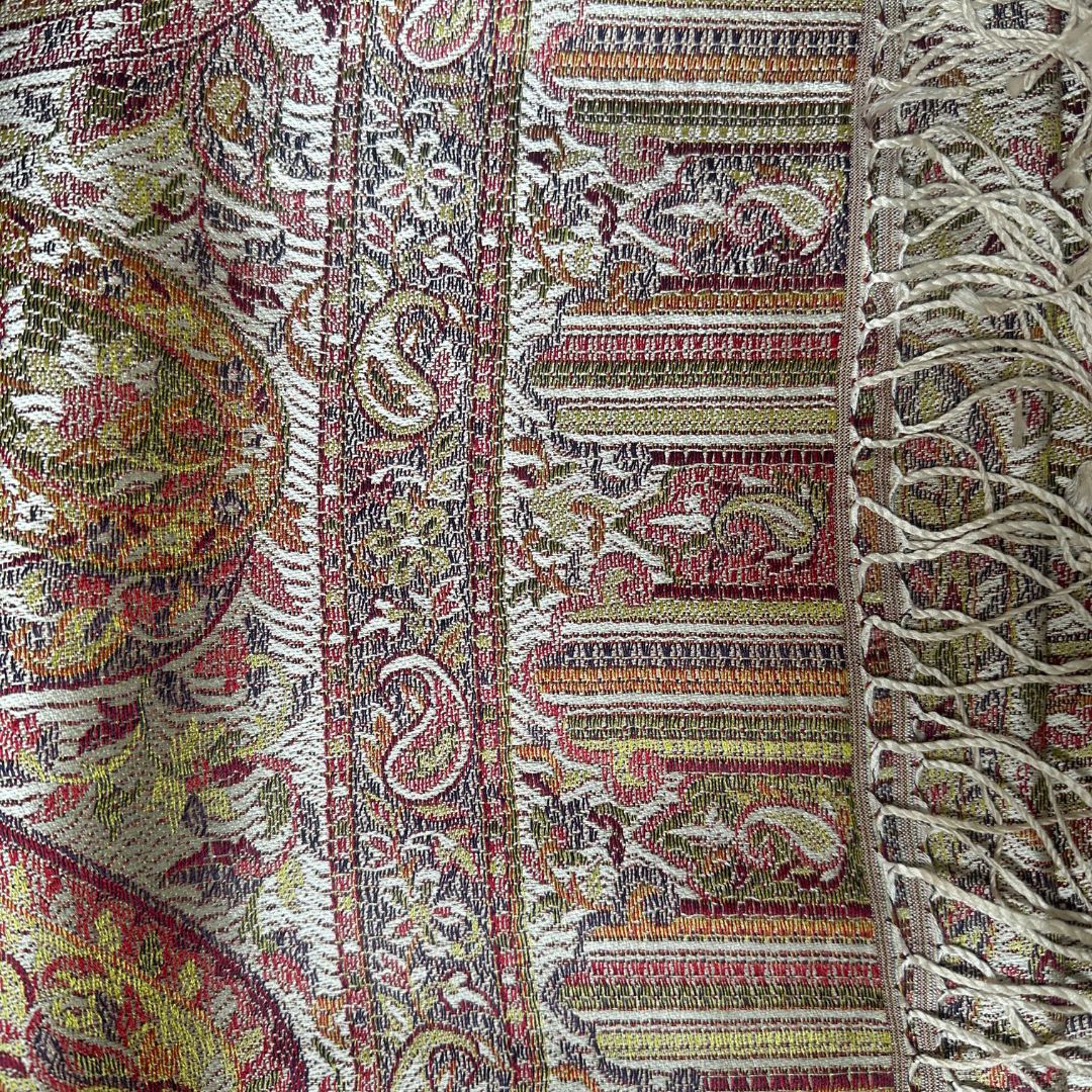 reversible burgundy paisley silk scarf detail