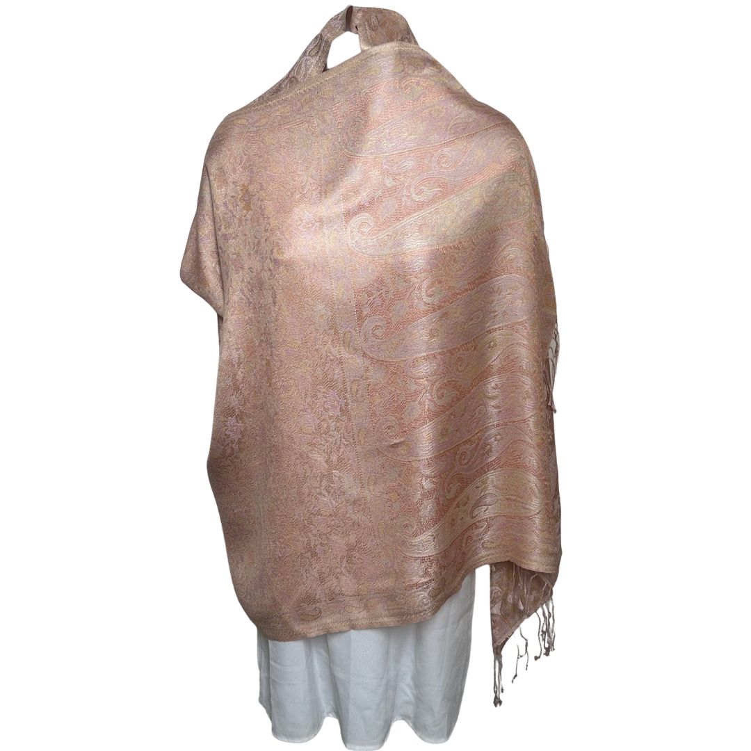 reversible pink paisley silk scarf side 2