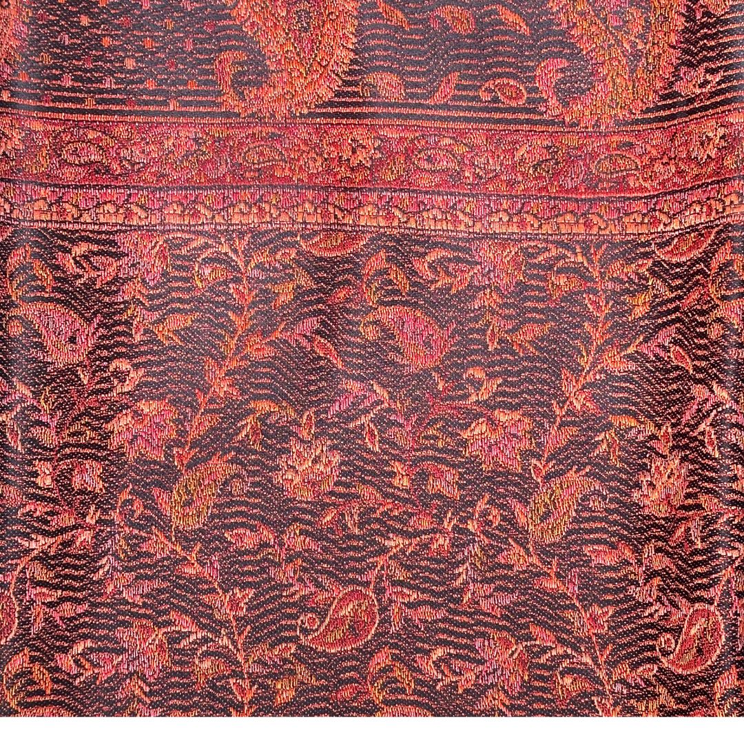paisley red silk scarf detail view