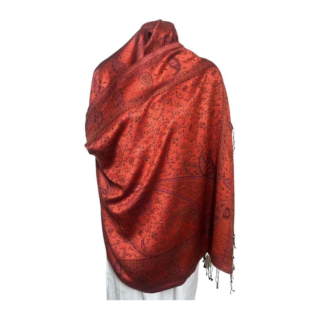 reversible red paisley scarf back view
