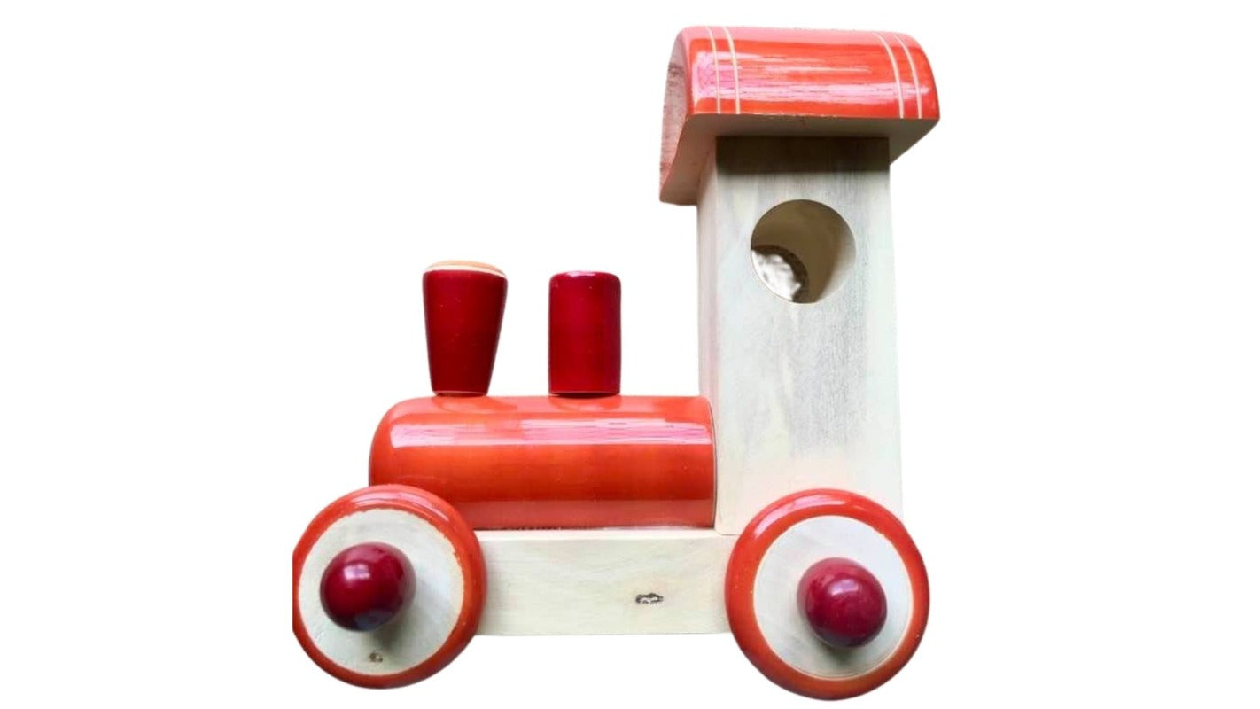 wooden pull along toy train engine
