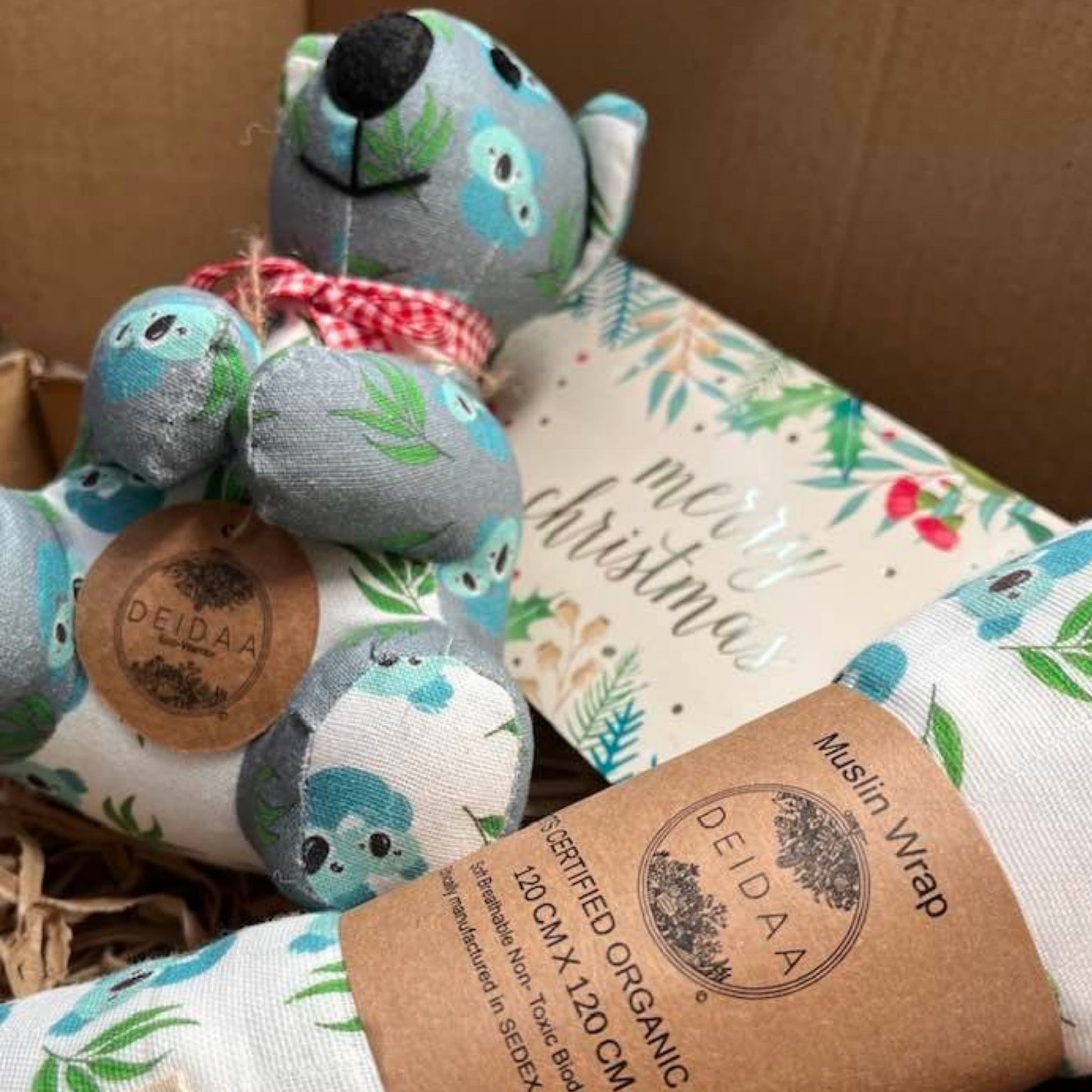 deidaa christmas gift box organic koala toy muslin swaddle
