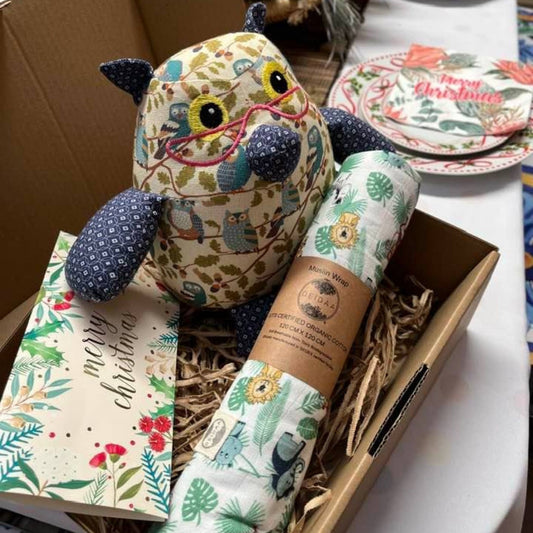 Deidaa Christmas Gift Box Organic Owl Toy Muslin Wrap