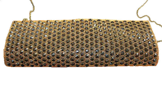 black gold beaded clutch bag optional side sling