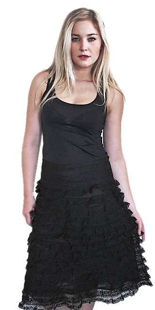 black ruffled lace skirt