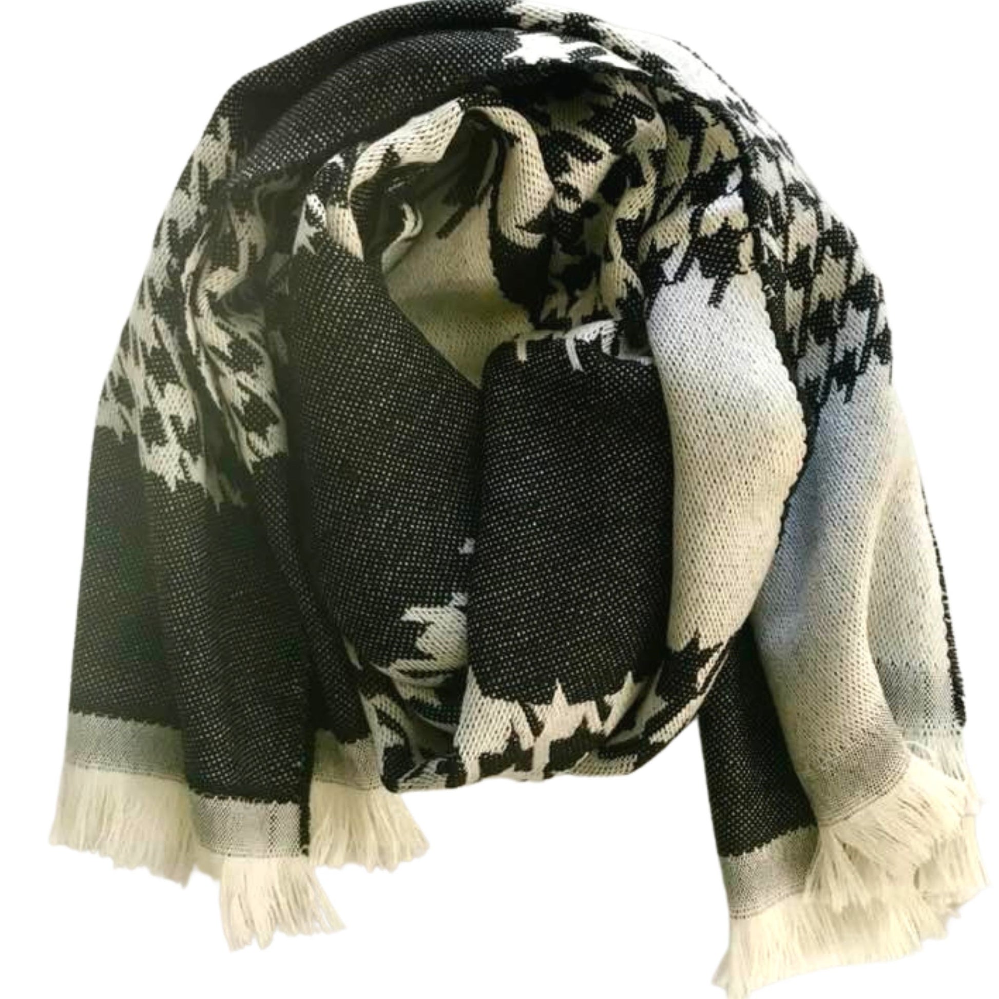 deidaa black white houndstooth wool scarf