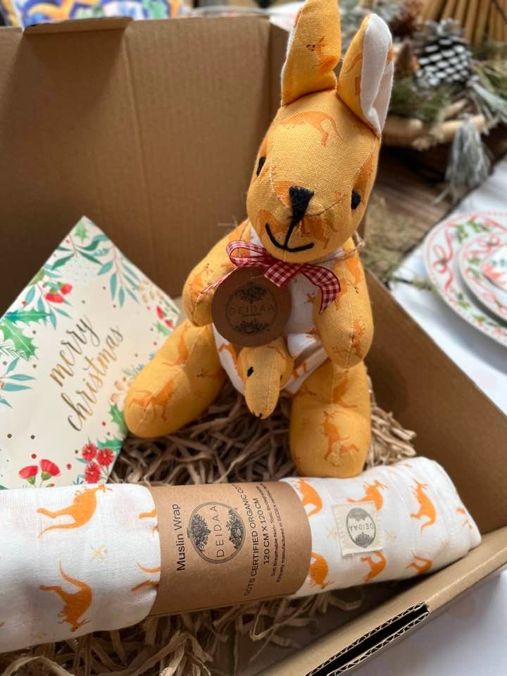 deidaa christmas gift box australiana kangaroo joey eco toy baby swaddle