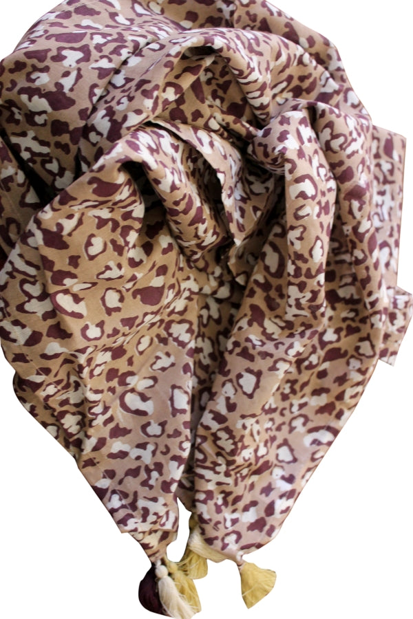 deidaa leopard print cotton scarf tassel