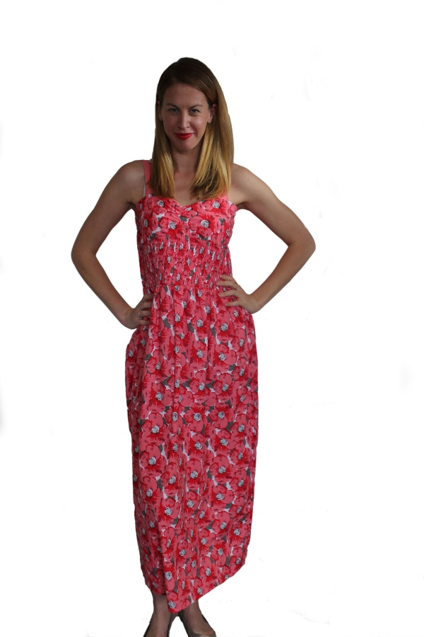 deidaa red floral cotton maxi dress