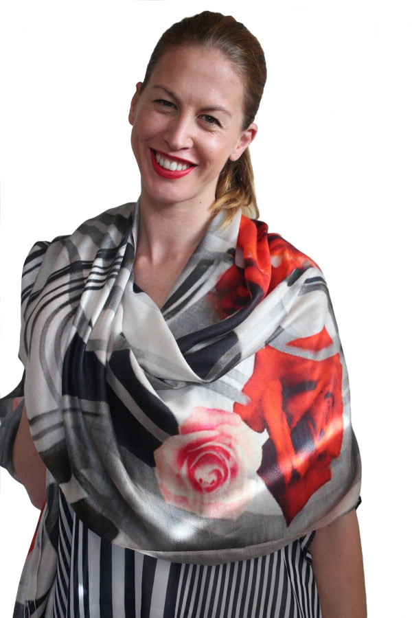 deidaa designer silk scarf rose print