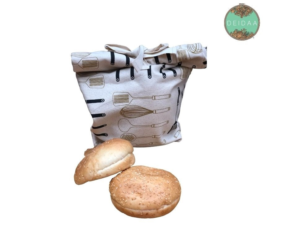 Deidaa organic cotton lined bread bag with ties