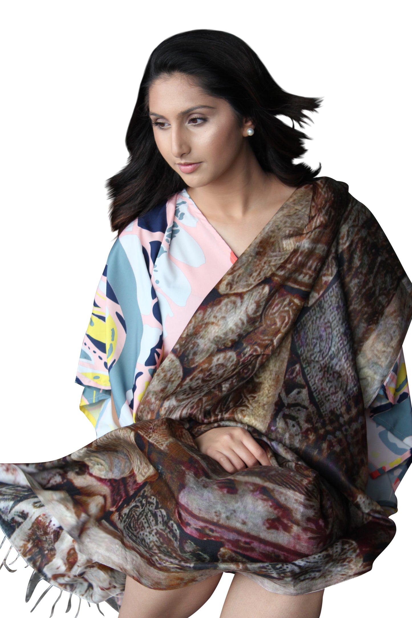 deidaa printed silk scarf brown