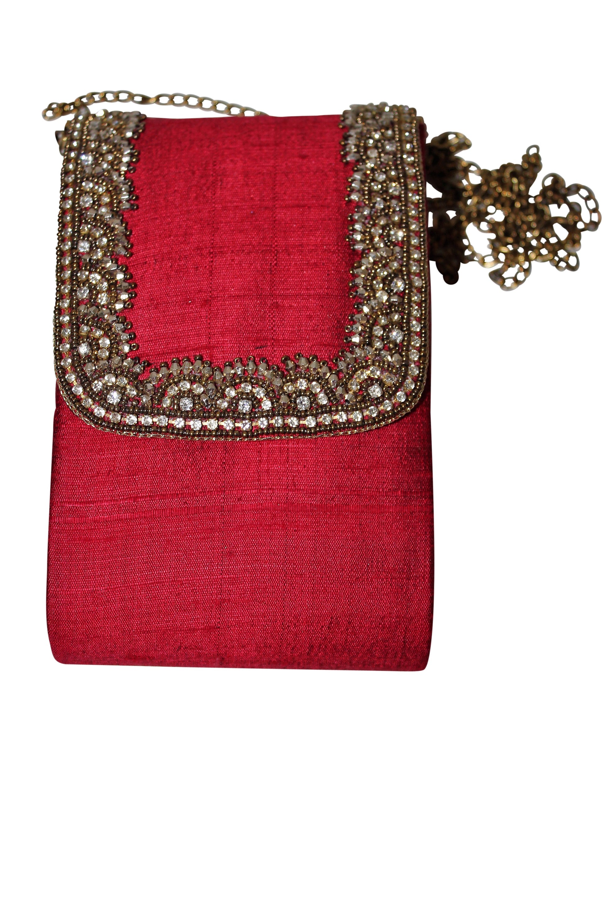 deidaa red mobile bag beaded optional side sling