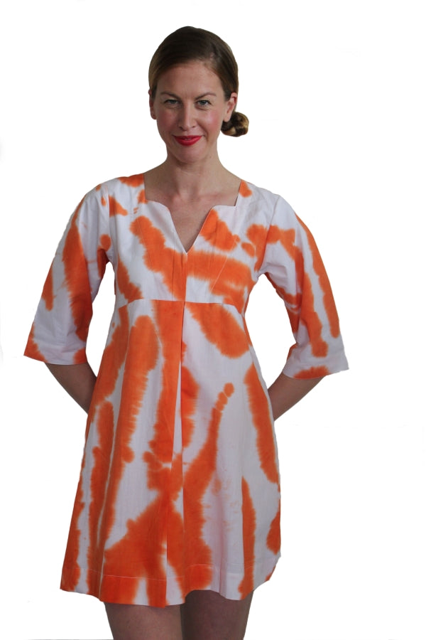 deidaa tie dye cotton kaftan dress orange white