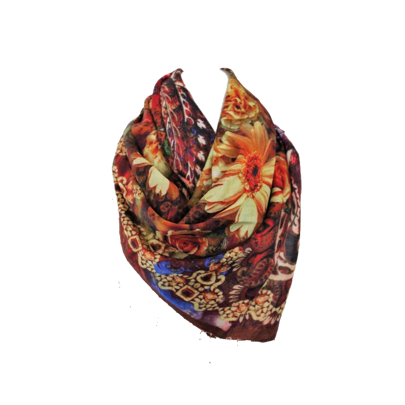 designer silk scarf floral printed