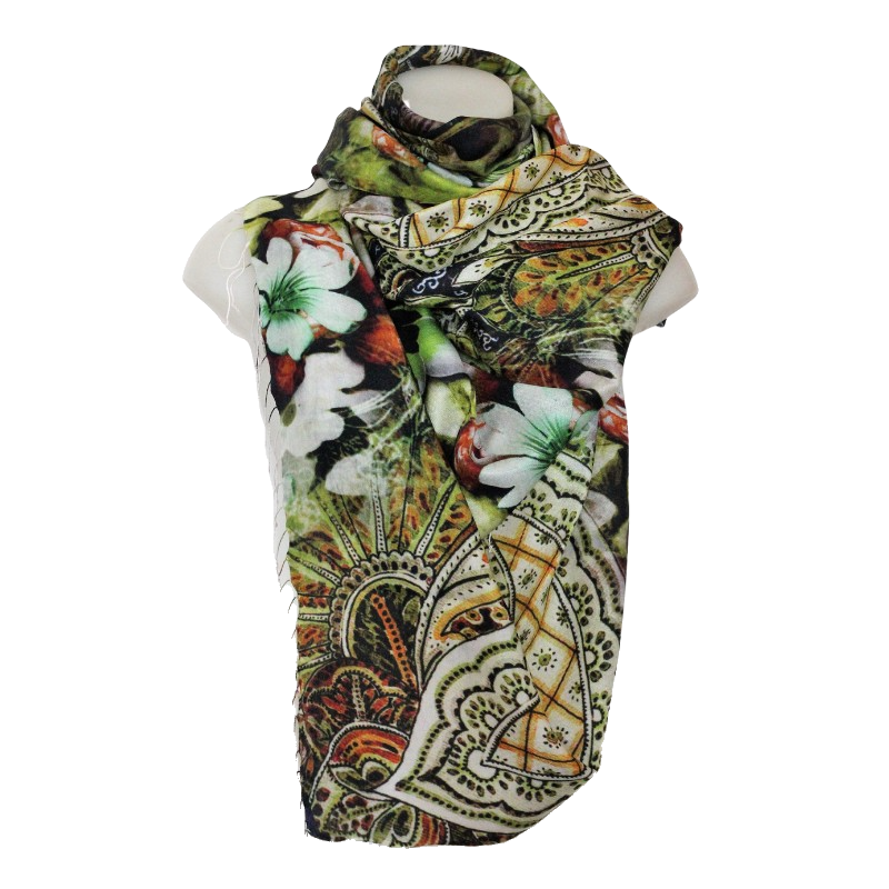 designer silk scarf paisley print
