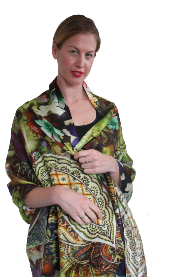 designer silk scarf paisley print