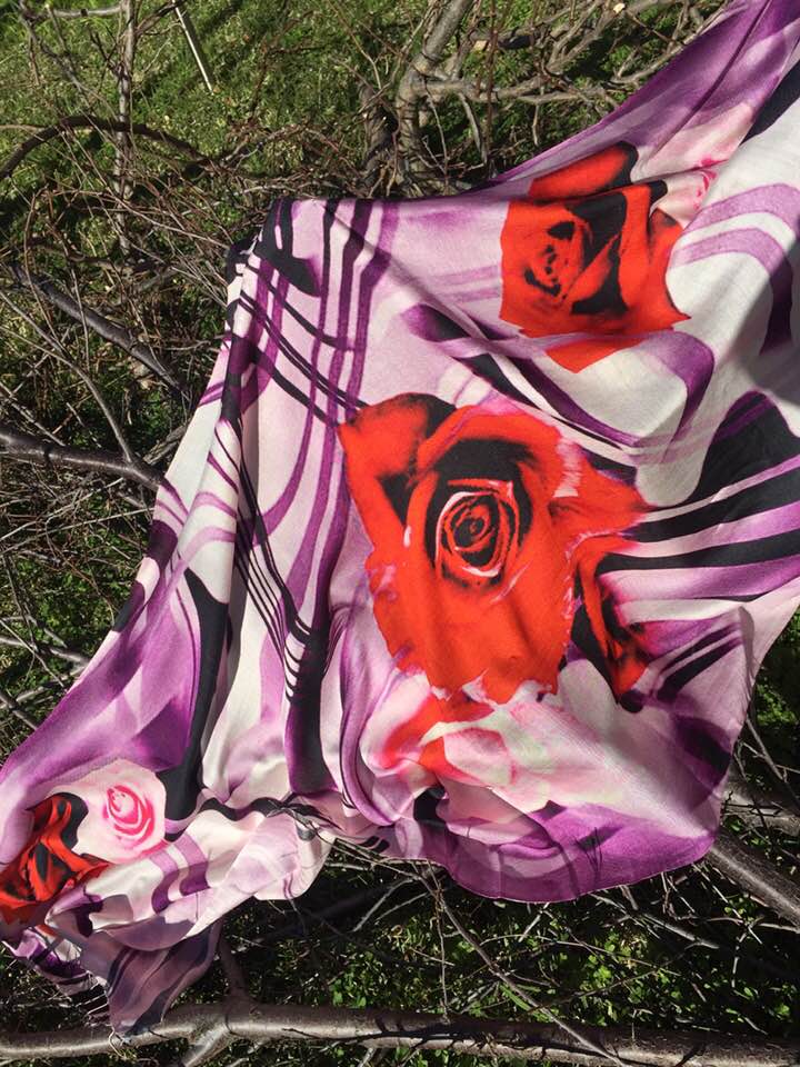 Bufanda de seda de diseñador - Rosa rosa