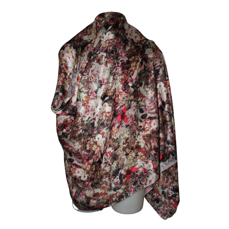 designer silk scarf floral pastel