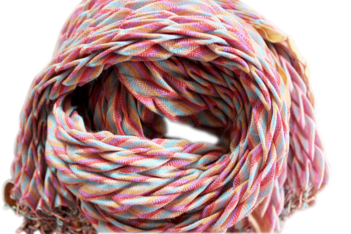silk wool crinkle scarf pastel chevron