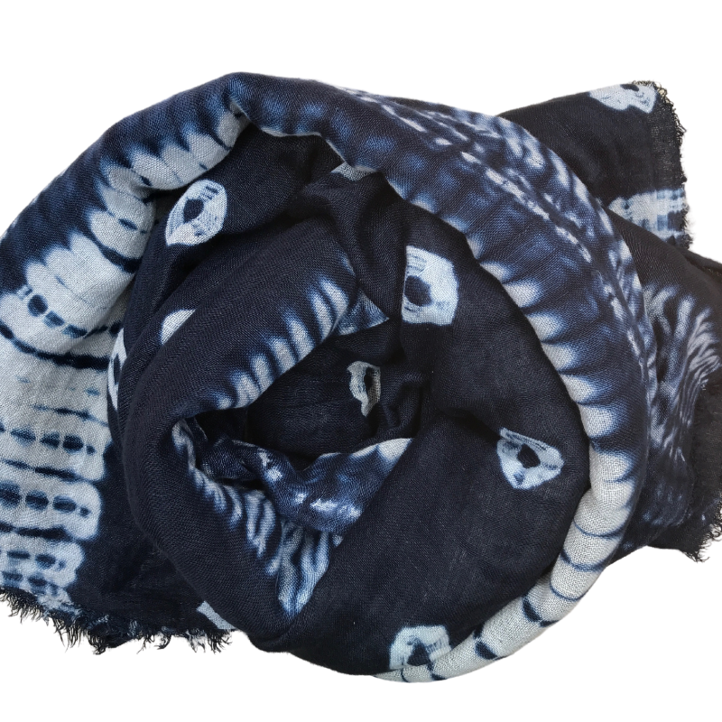 shibori tie dyed linen scarf